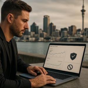 SEO consultant managing URL blocking on laptop with Google Search Console in Auckland NZ